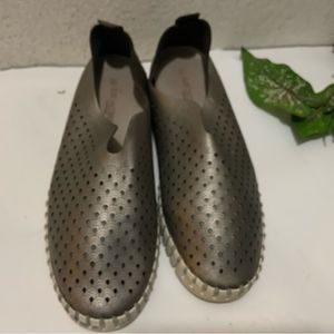 Ilse Jacobsen Womens Tulip Gunmetal Slip On Perforated Shoes Size 38